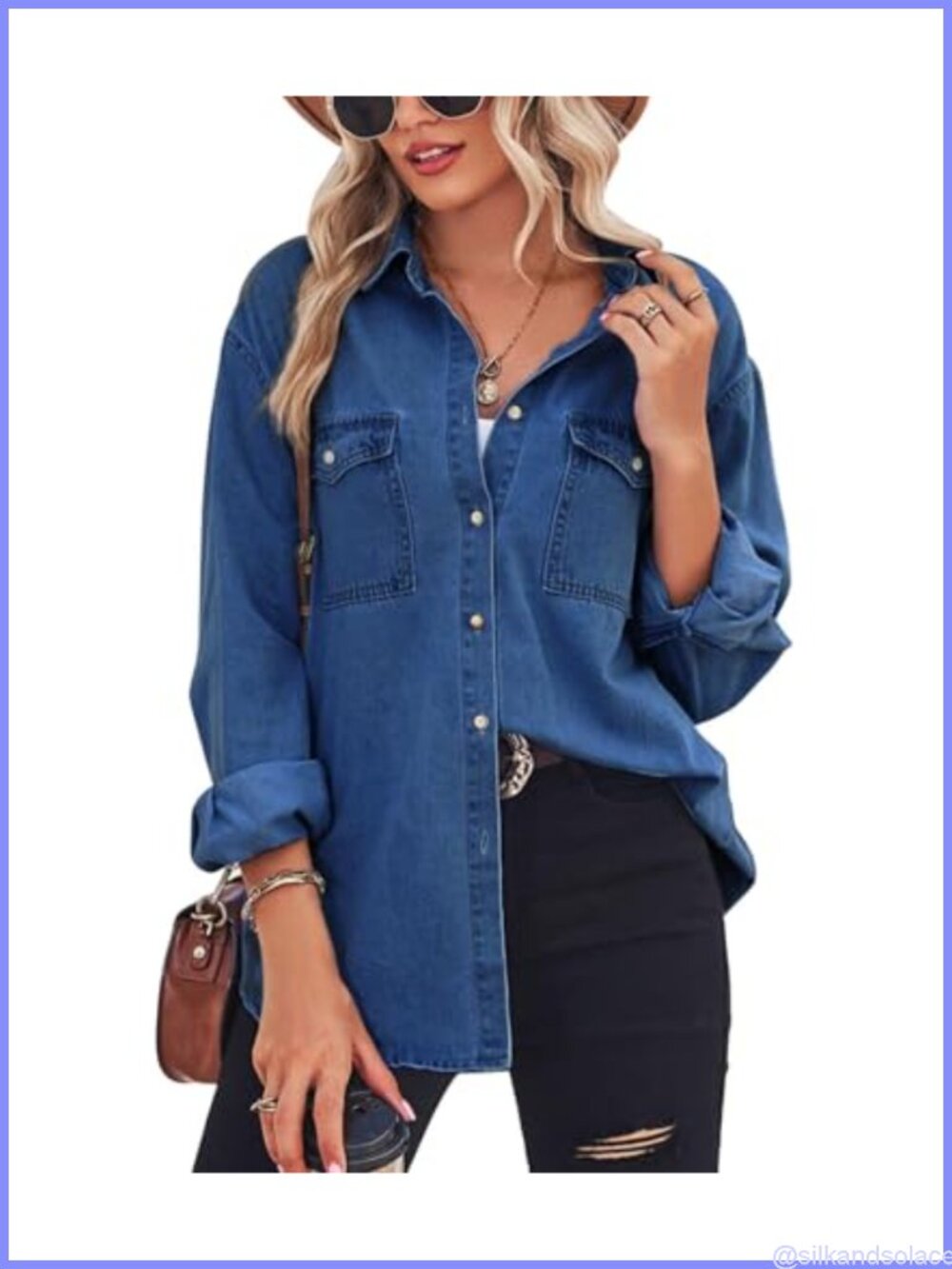 Women's Long Sleeve Denim Jean Shirt Button Down Cotton Casual Work Top